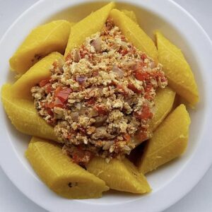 Boiled Plantain And Egg Sauce